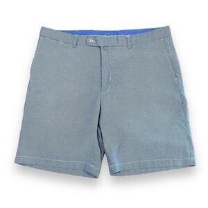 Peter Millar Blue Pinstripe Chino Shorts 38 Cotton 9" Golf Coastal Old Money